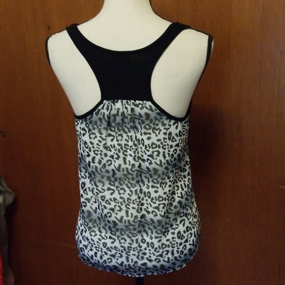 Joyce Leslie Black/Leopard Cropped Tank